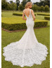 V Neck Ivory Allover Lace Elegant Bohemian Wedding Dress